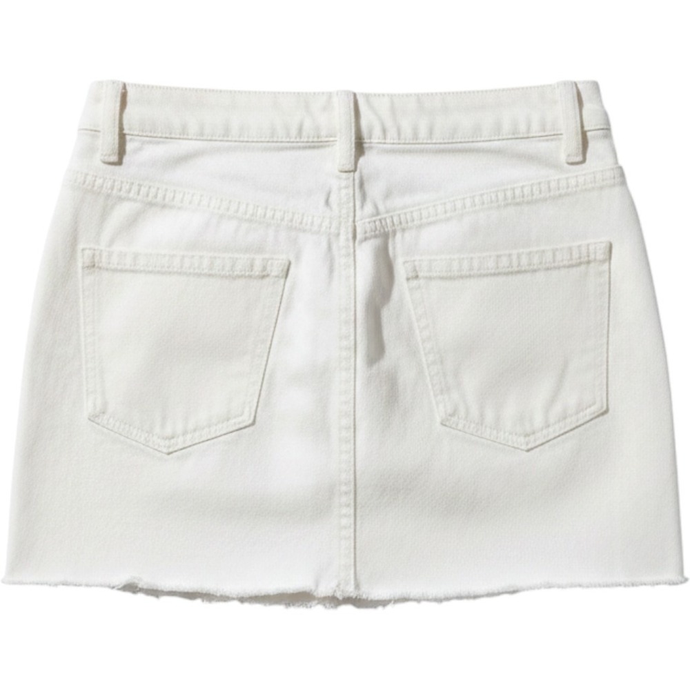 We The Free People White Denim Zipper Front Distressed Mini Skirt Size 27 - Picture 2 of 5